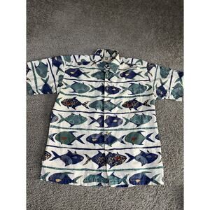 Vintage Kahala Shirt Mens Medium Multicolor Fish Hawaiian Aloha Button Front USA